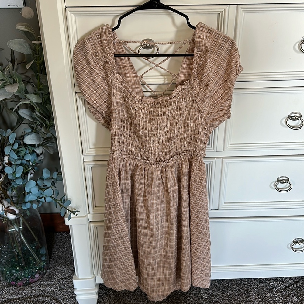 MABLE tan gingham dress